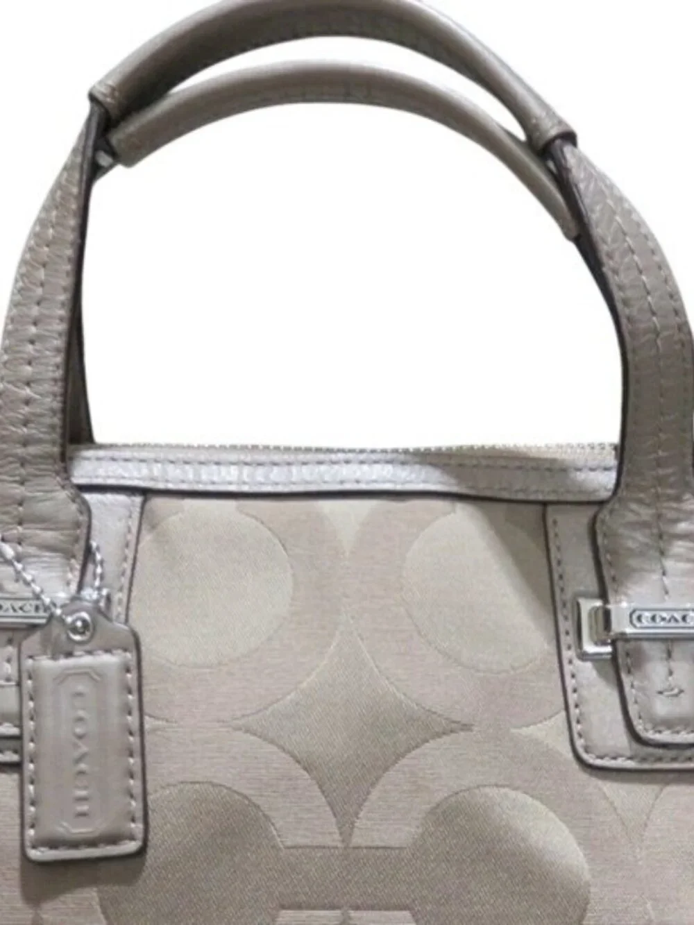 COACH 2013 Tan & Cream Signature Taylor OP Art Top Handle Satchel L1373-F25503